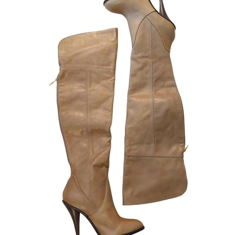 BCBGMaxazaria Over the knee Tan Leather High Heel Boots Size 6.5